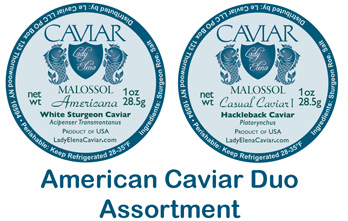American Caviar Duo Assortment of Hackleback and White Sturgeon Caviar